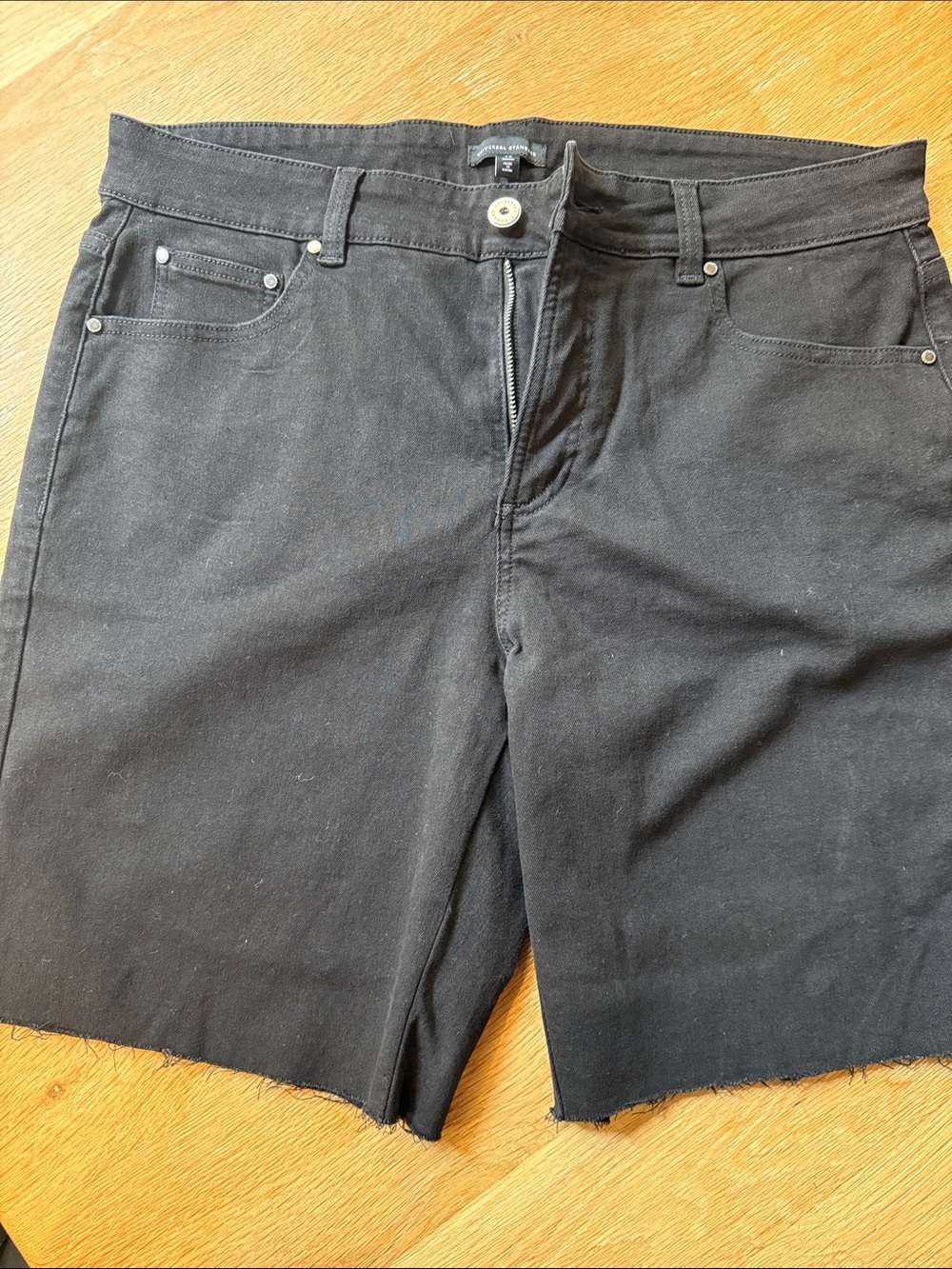 Universal Standard Black Raw-Hem Bae Denim Shorts